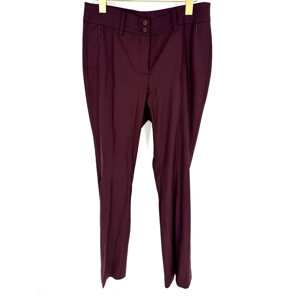 W by Worth Burgundy Wool Blend Straight Leg Dress Pants Trousers Size 6